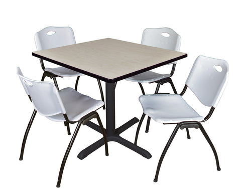 Regency Cain 30 in. Square XBase Breakroom Table & 4 M Stack Chairs