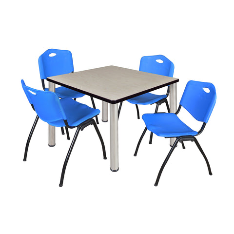 Regency Kee 30 in Square Breakroom Table Top Black Legs 4 M Stack Chairs