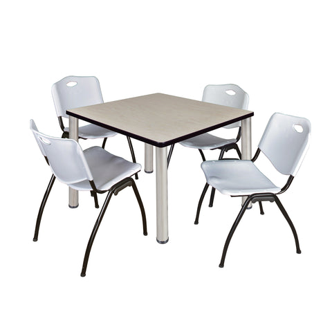 Regency Kee 30 in Square Breakroom Table Top Black Legs 4 M Stack Chairs