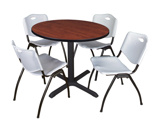 Regency Cain 30 in. Round XBase Breakroom Table & 4 M Stack Chairs
