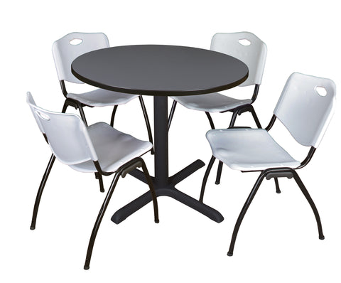 Regency Cain 30 in. Round XBase Breakroom Table & 4 M Stack Chairs