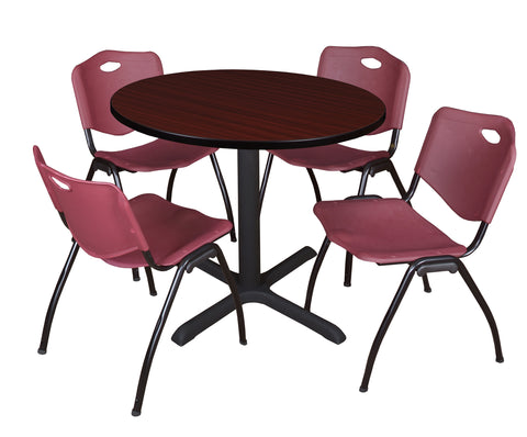 Regency Cain 30 in. Round XBase Breakroom Table & 4 M Stack Chairs