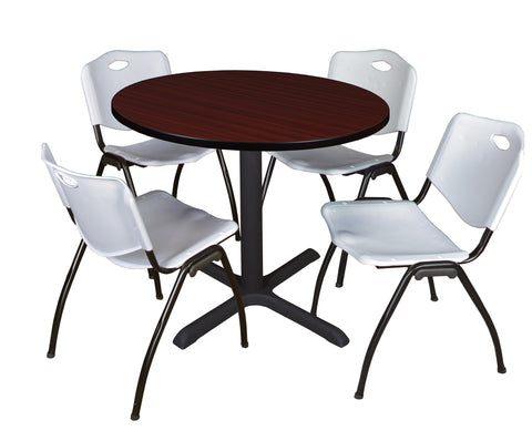 Regency Cain 30 in. Round XBase Breakroom Table & 4 M Stack Chairs
