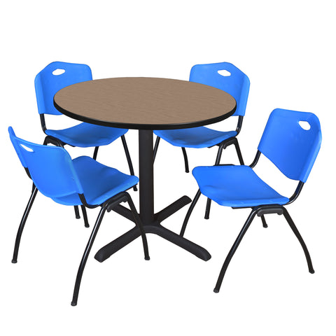 Regency Cain 30 in. Round XBase Breakroom Table & 4 M Stack Chairs