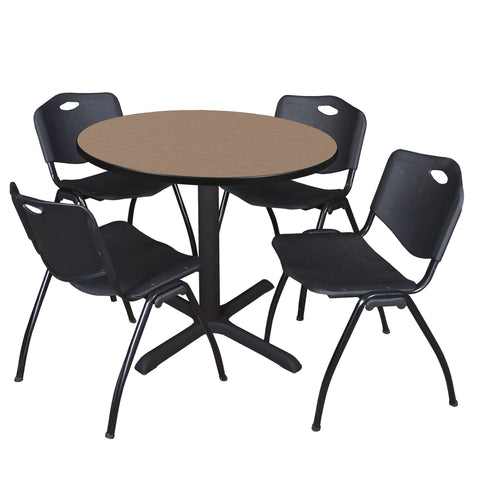Regency Cain 30 in. Round XBase Breakroom Table & 4 M Stack Chairs