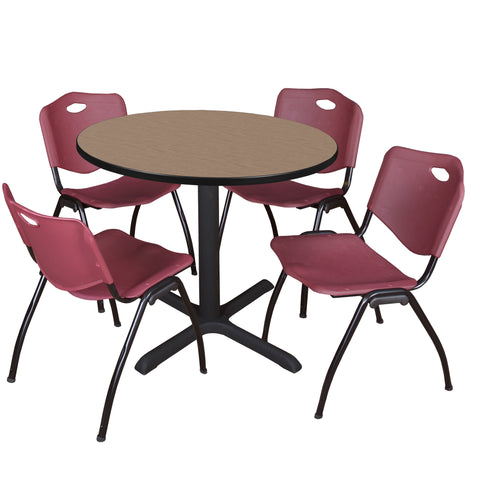 Regency Cain 30 in. Round XBase Breakroom Table & 4 M Stack Chairs