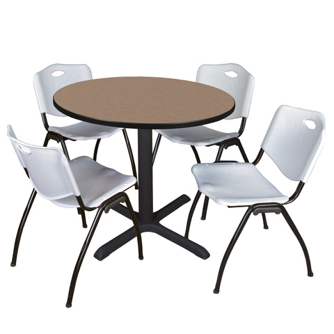 Regency Cain 30 in. Round XBase Breakroom Table & 4 M Stack Chairs