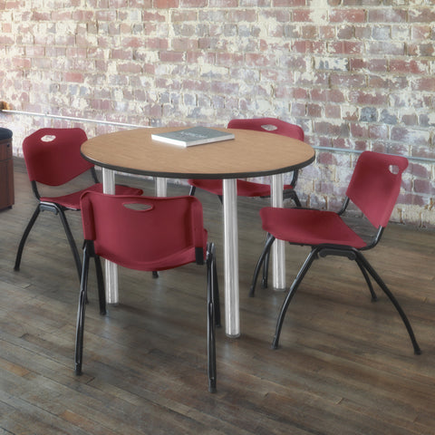 Noble Oak / Chrome / Burgundy / 42 x 42