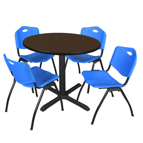 Regency Cain 30 in. Round XBase Breakroom Table & 4 M Stack Chairs