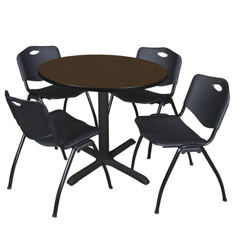 Regency Cain 30 in. Round XBase Breakroom Table & 4 M Stack Chairs