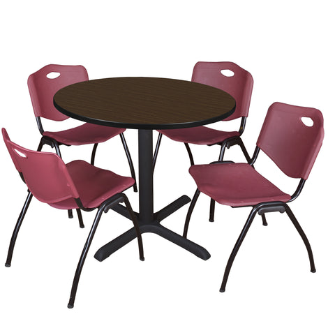 Regency Cain 30 in. Round XBase Breakroom Table & 4 M Stack Chairs