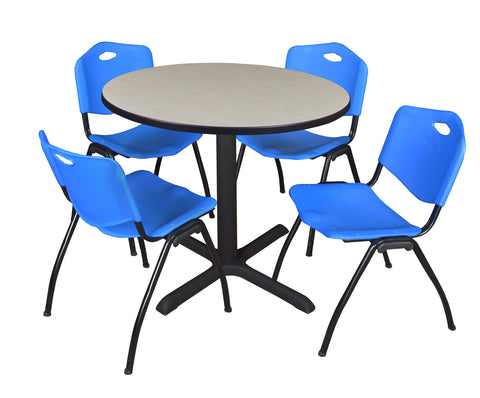 Regency Cain 30 in. Round XBase Breakroom Table & 4 M Stack Chairs