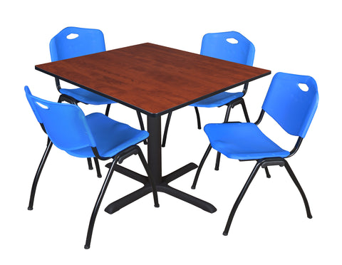 Regency Cain 30 in. Square XBase Breakroom Table & 4 M Stack Chairs