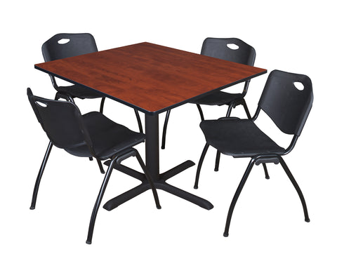 Regency Cain 30 in. Square XBase Breakroom Table & 4 M Stack Chairs