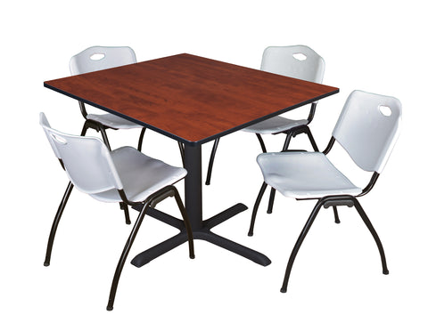 Regency Cain 30 in. Square XBase Breakroom Table & 4 M Stack Chairs