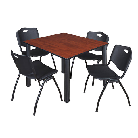 Regency Kee 30 in Square Breakroom Table Top Black Legs 4 M Stack Chairs