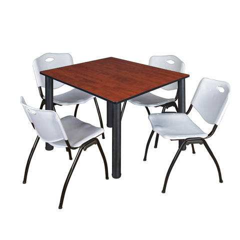 Regency Kee 30 in Square Breakroom Table Top Black Legs 4 M Stack Chairs