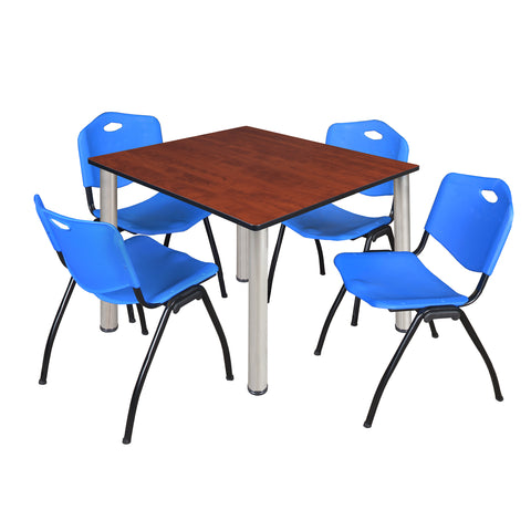 Regency Kee 30 in Square Breakroom Table Top Black Legs 4 M Stack Chairs