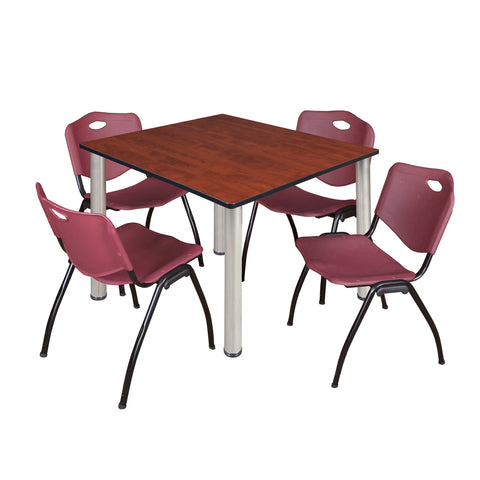 Regency Kee 30 in Square Breakroom Table Top Black Legs 4 M Stack Chairs