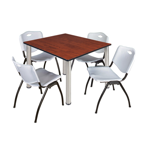 Regency Kee 30 in Square Breakroom Table Top Black Legs 4 M Stack Chairs