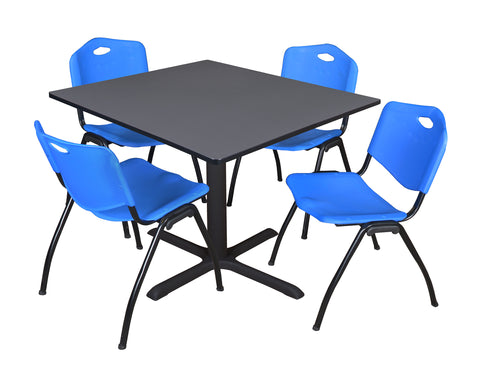 Regency Cain 30 in. Square XBase Breakroom Table & 4 M Stack Chairs