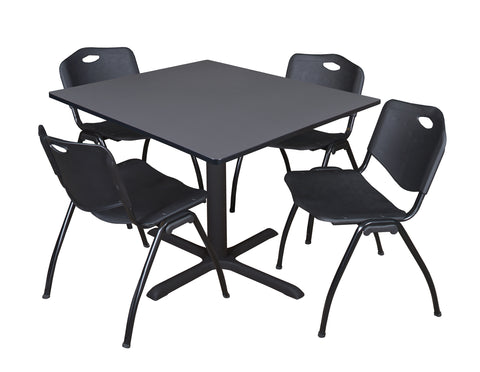 Regency Cain 30 in. Square XBase Breakroom Table & 4 M Stack Chairs