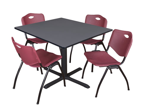 Regency Cain 30 in. Square XBase Breakroom Table & 4 M Stack Chairs