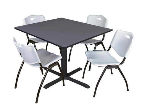 Regency Cain 30 in. Square XBase Breakroom Table & 4 M Stack Chairs