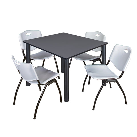 Regency Kee 30 in Square Breakroom Table Top Black Legs 4 M Stack Chairs