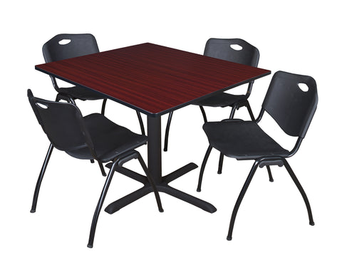 Regency Cain 30 in. Square XBase Breakroom Table & 4 M Stack Chairs