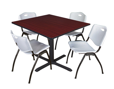 Regency Cain 30 in. Square XBase Breakroom Table & 4 M Stack Chairs