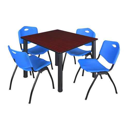 Regency Kee 30 in Square Breakroom Table Top Black Legs 4 M Stack Chairs