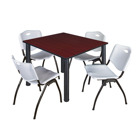 Regency Kee 30 in Square Breakroom Table Top Black Legs 4 M Stack Chairs