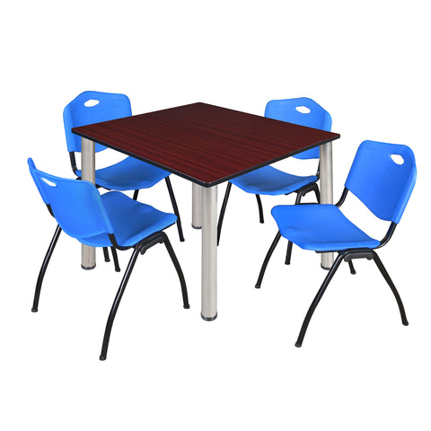 Regency Kee 30 in Square Breakroom Table Top Black Legs 4 M Stack Chairs