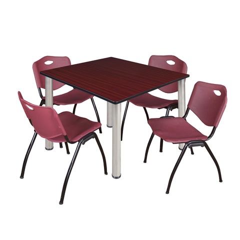 Regency Kee 30 in Square Breakroom Table Top Black Legs 4 M Stack Chairs
