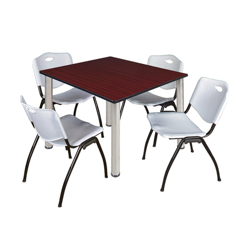 Regency Kee 30 in Square Breakroom Table Top Black Legs 4 M Stack Chairs