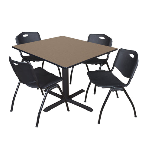 Regency Cain 30 in. Square XBase Breakroom Table & 4 M Stack Chairs