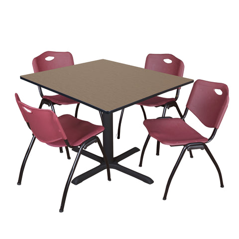 Regency Cain 30 in. Square XBase Breakroom Table & 4 M Stack Chairs