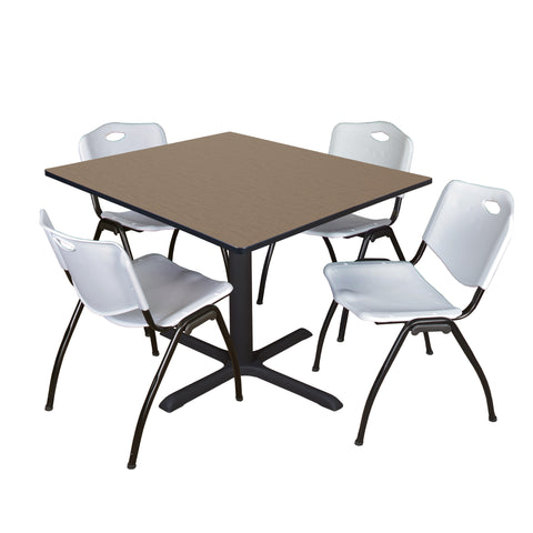 Regency Cain 30 in. Square XBase Breakroom Table & 4 M Stack Chairs