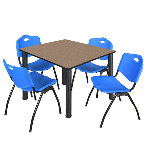 Regency Kee 30 in Square Breakroom Table Top Black Legs 4 M Stack Chairs