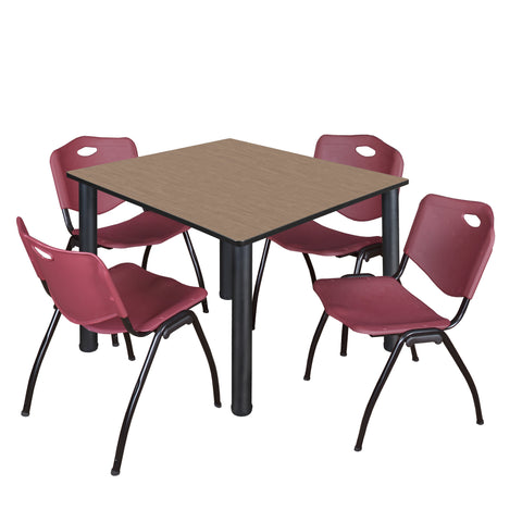 Regency Kee 30 in Square Breakroom Table Top Black Legs 4 M Stack Chairs