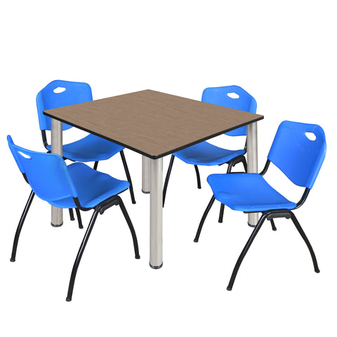 Regency Kee 30 in Square Breakroom Table Top Black Legs 4 M Stack Chairs