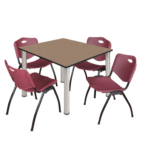 Regency Kee 30 in Square Breakroom Table Top Black Legs 4 M Stack Chairs