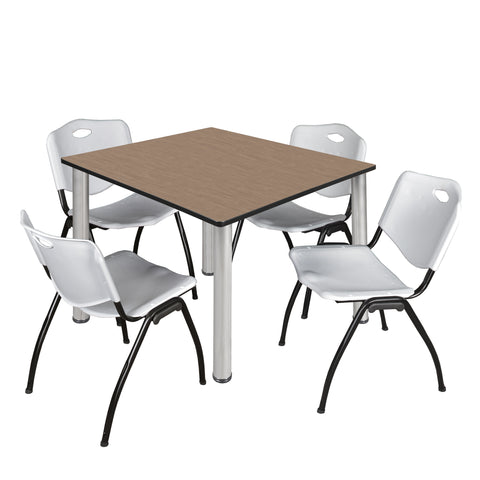 Regency Kee 30 in Square Breakroom Table Top Black Legs 4 M Stack Chairs