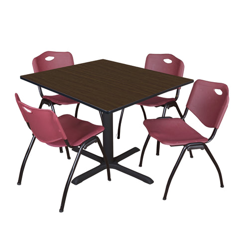 Regency Cain 30 in. Square XBase Breakroom Table & 4 M Stack Chairs