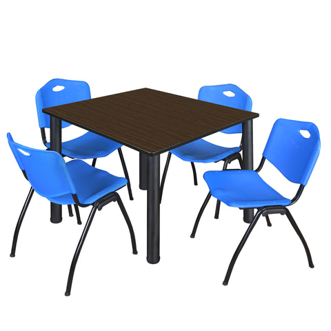 Regency Kee 30 in Square Breakroom Table Top Black Legs 4 M Stack Chairs