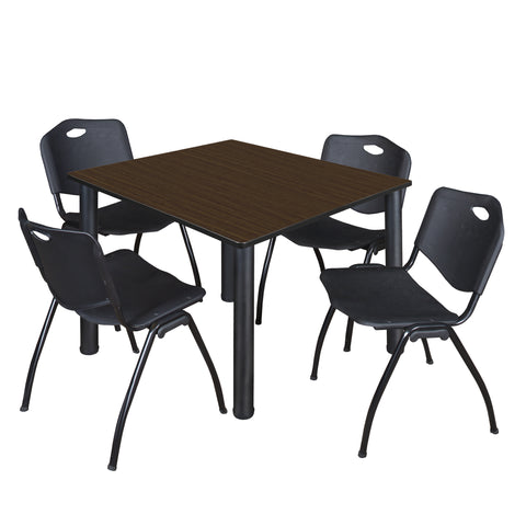 Regency Kee 30 in Square Breakroom Table Top Black Legs 4 M Stack Chairs