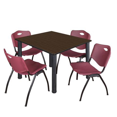 Regency Kee 30 in Square Breakroom Table Top Black Legs 4 M Stack Chairs