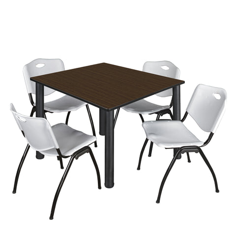 Regency Kee 30 in Square Breakroom Table Top Black Legs 4 M Stack Chairs