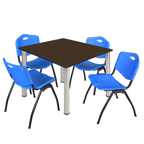 Regency Kee 30 in Square Breakroom Table Top Black Legs 4 M Stack Chairs